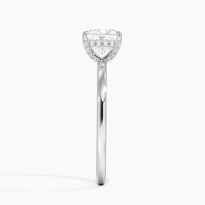 Solitaire 1 CT Princess Cut Lab Grown Diamond Hidden Halo Engagement Ring - view 3