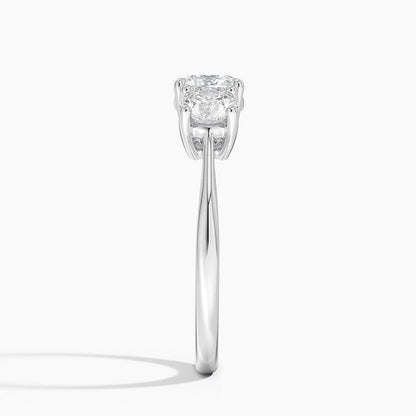 Solitaire 1 CT Cushion Cut Lab Grown Diamond Three Stone Engagement Ring - view 3