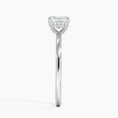 Solitaire 1 CT Asscher Cut Lab Grown Diamond Hidden Halo Engagement Ring - view 7