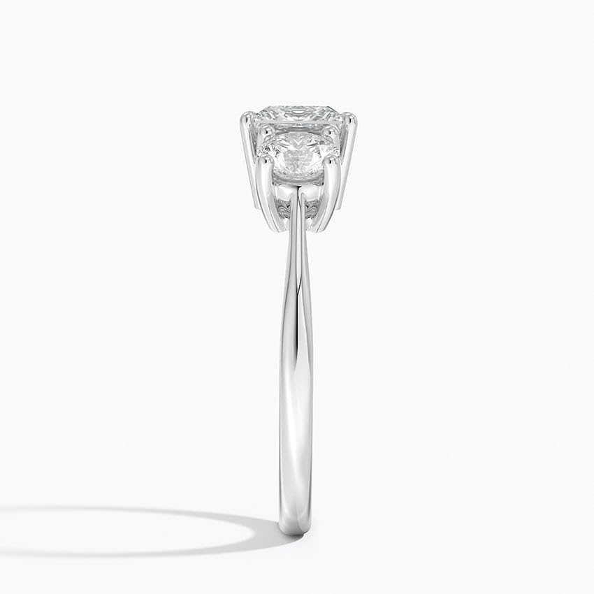 Solitaire 1 CT Princess Cut Lab Grown Diamond Three Stone Engagement Ring - view 3