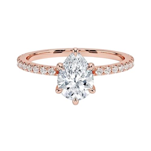 Hidden Halo 1 CT Pear Cut Lab Grown Diamond Engagement Ring - view 4