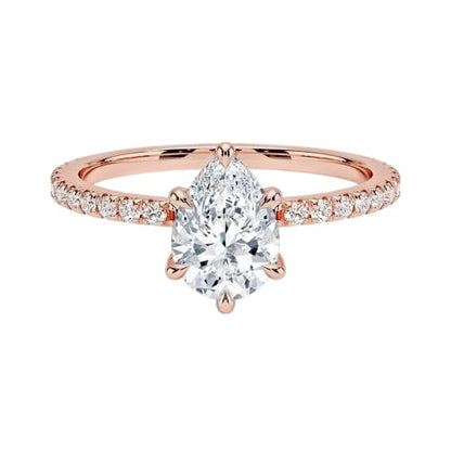 Hidden Halo 1 CT Pear Cut Lab Grown Diamond Engagement Ring - view 4