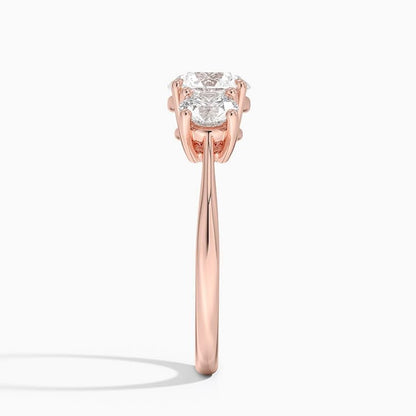 Solitaire 1 CT Round Cut Lab Grown Diamond Three Stone Engagement Ring - view 3