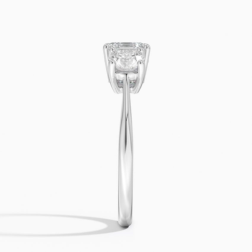 Solitaire 1 CT Asscher Cut Lab Grown Diamond Three Stone Engagement Ring - view 7