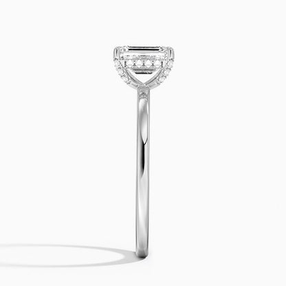 Solitaire 1 CT Emerald Cut Lab Grown Diamond Hidden Halo Engagement Ring - view 3