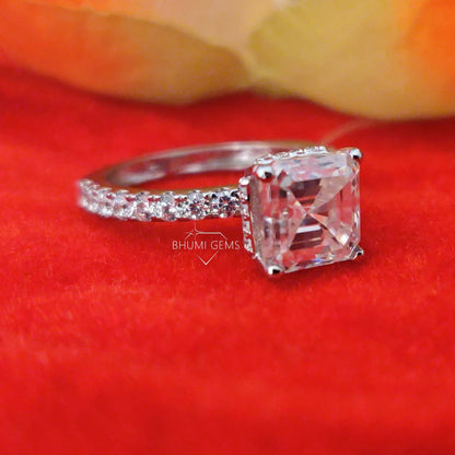 3CT Asscher Colorless Moissanite Engagement Ring - view 4