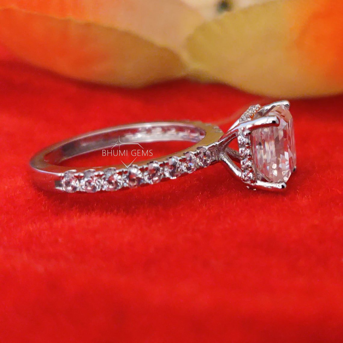 3CT Asscher Colorless Moissanite Engagement Ring - view 6