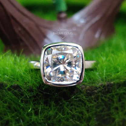 3CT Cushion Colorless Moissanite Engagement Ring - view 2