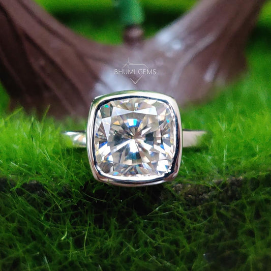 3CT Cushion Colorless Moissanite Engagement Ring - view 2