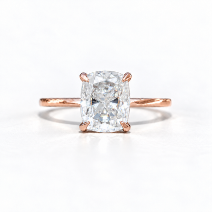 3 CT elongated cushion moissanite engagement ring with plain band in rose gold