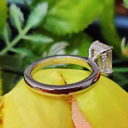 3CT Emerald Colorless Solitaire Moissanite Ring - view 4