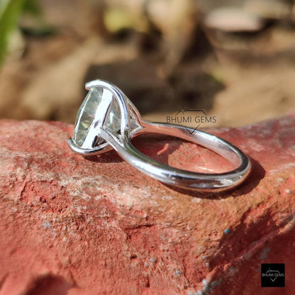 3 CT Light Blue Trillion Cut Moissanite Solitaire Ring - view 4