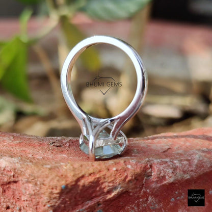 3 CT Light Blue Trillion Cut Moissanite Solitaire Ring - view 6