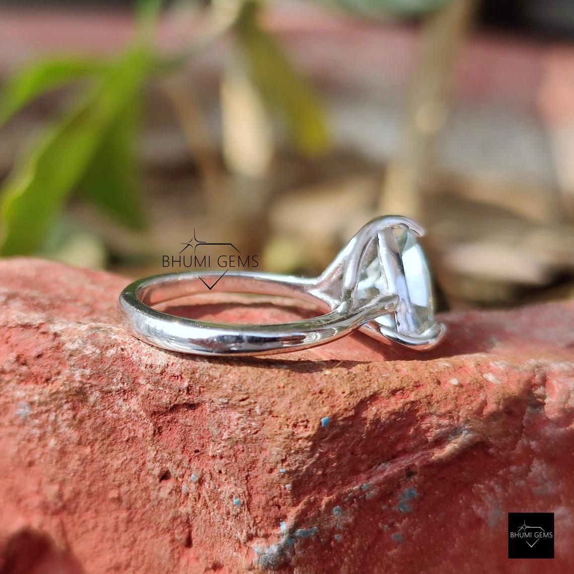 3 CT Light Blue Trillion Cut Moissanite Solitaire Ring - view 5