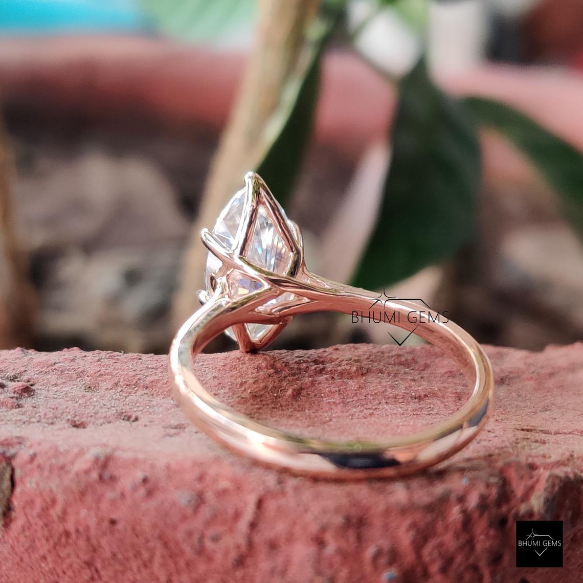 3 CT Marquise Cut Colorless Moissanite Ring - view 6