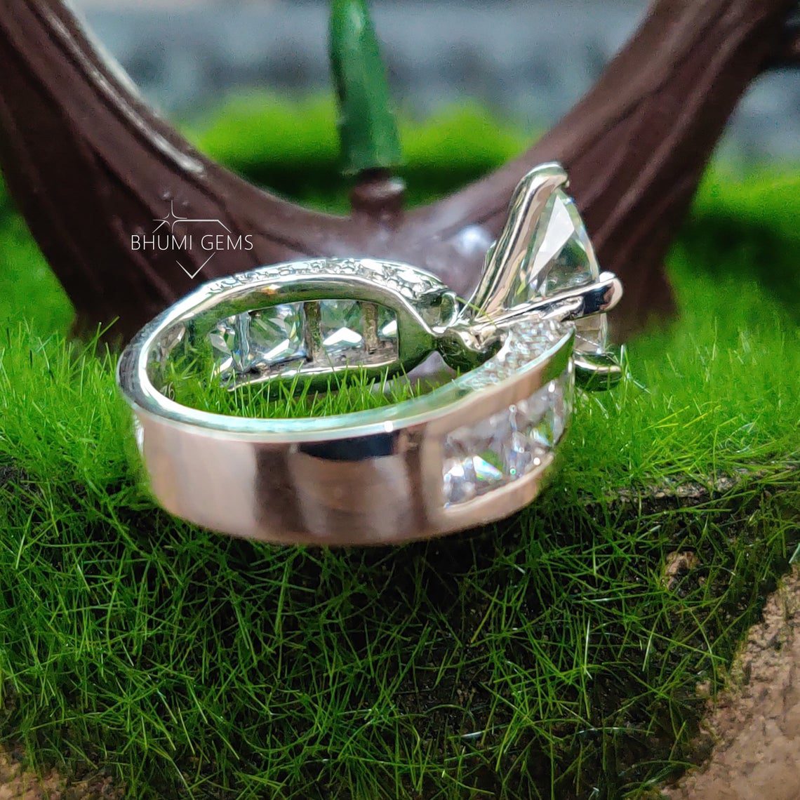 3CT Marquise Cut Moissanite Engagement Ring - view 5