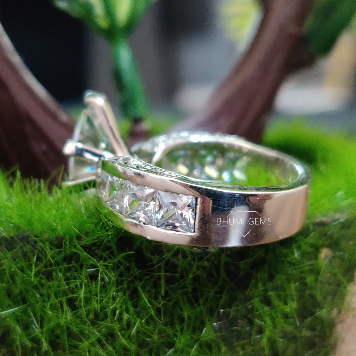 3CT Marquise Cut Moissanite Engagement Ring - view 4