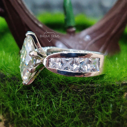 3CT Marquise Cut Moissanite Engagement Ring - view 3