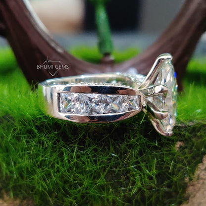 3CT Marquise Cut Moissanite Engagement Ring - view 2