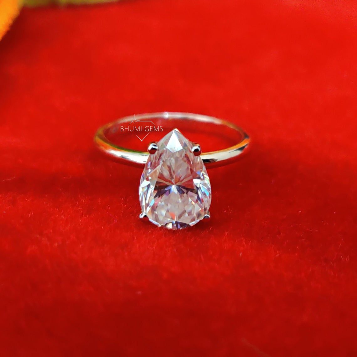 3CT Pear Solitaire Moissanite Ring | Rose gold Wedding Ring