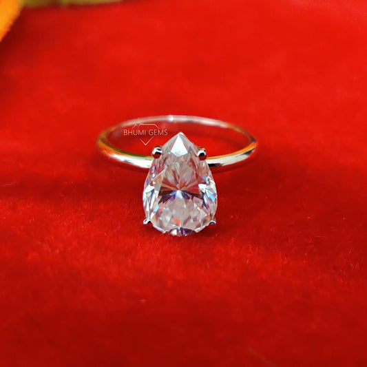 3CT Pear Solitaire Moissanite Ring | Rose gold Wedding Ring
