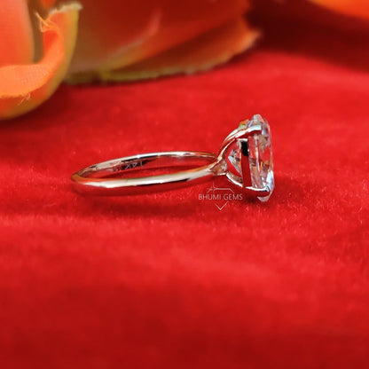 3CT Pear Colorless Solitaire Moissanite Ring, Engagement Ring, Claw Prongs Solid Rose Gold Wedding Ring, Perfect Anniversary Gift Bhumi Gems