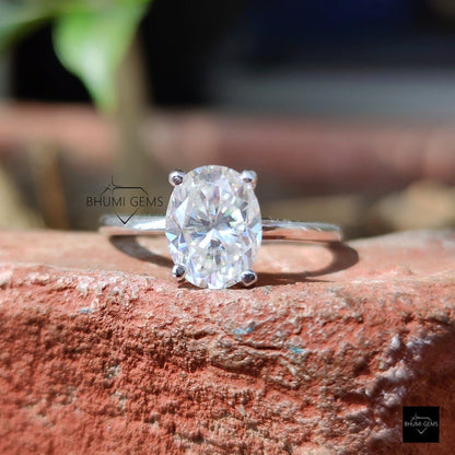 2CT oval moissanite solitaire engagement ring | Bhumi Gems
