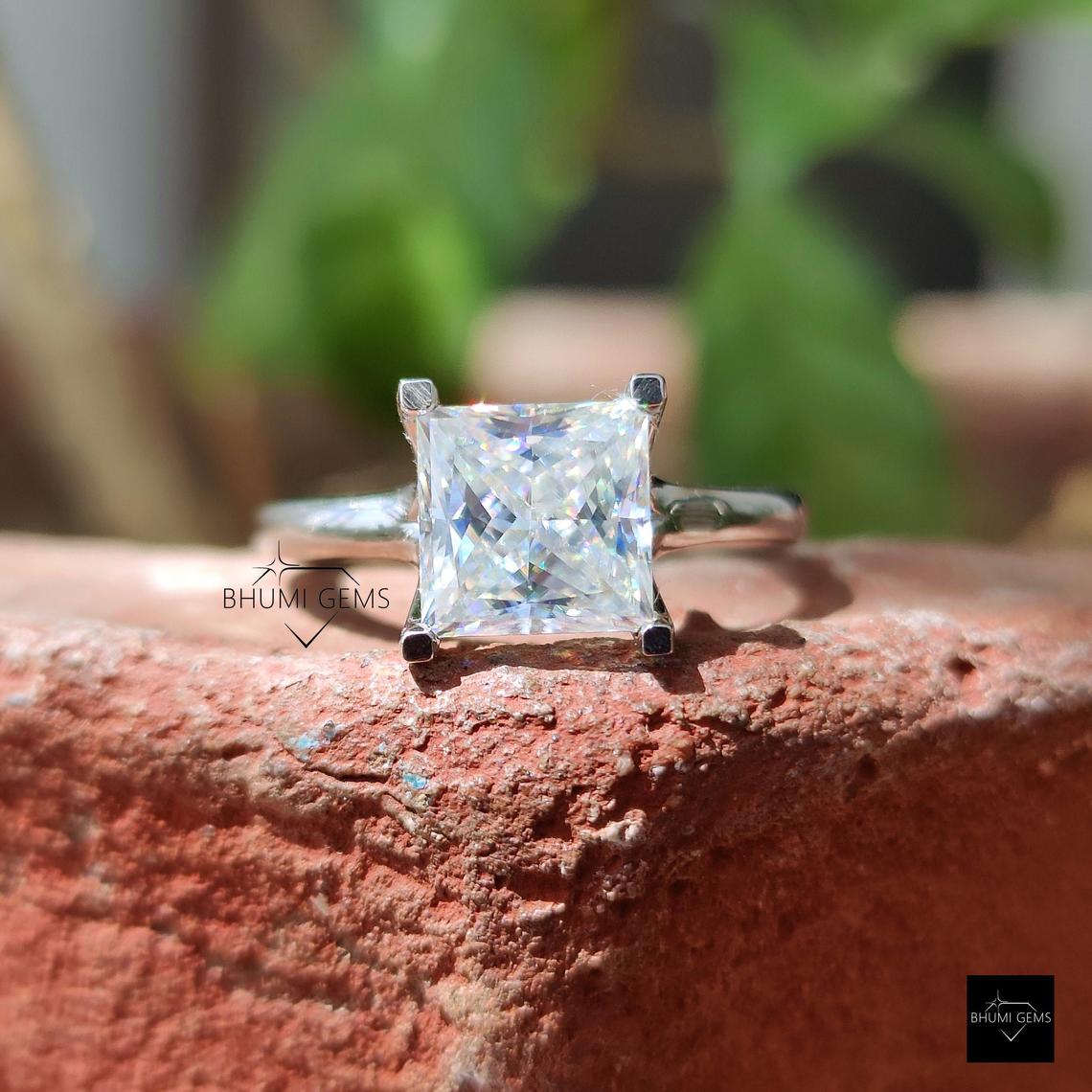 3 CT Princess Cut Moissanite Ring