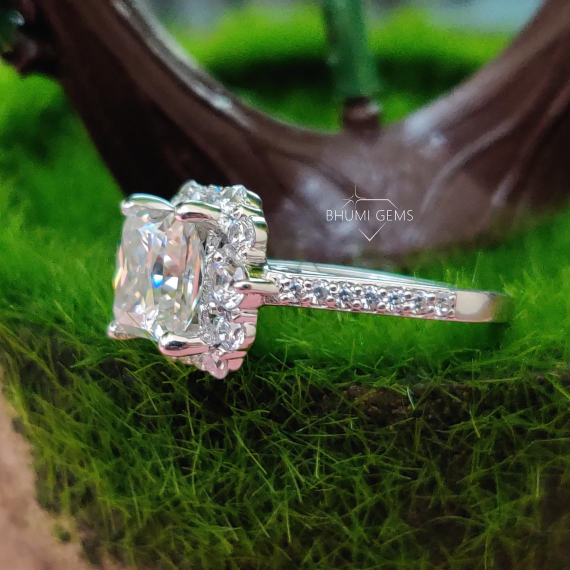 4.15TCW Princess VVS1 Colorless Moissanite Wedding Set - view 5