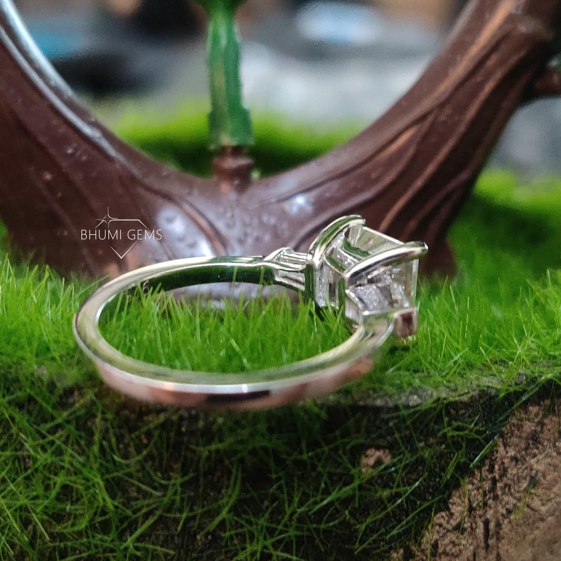 3CT Princess Cut Colorless Moissanite Engagement Ring - view 4