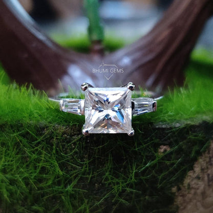 3CT Princess Cut Ring | Colorless Moissanite Bridal Set