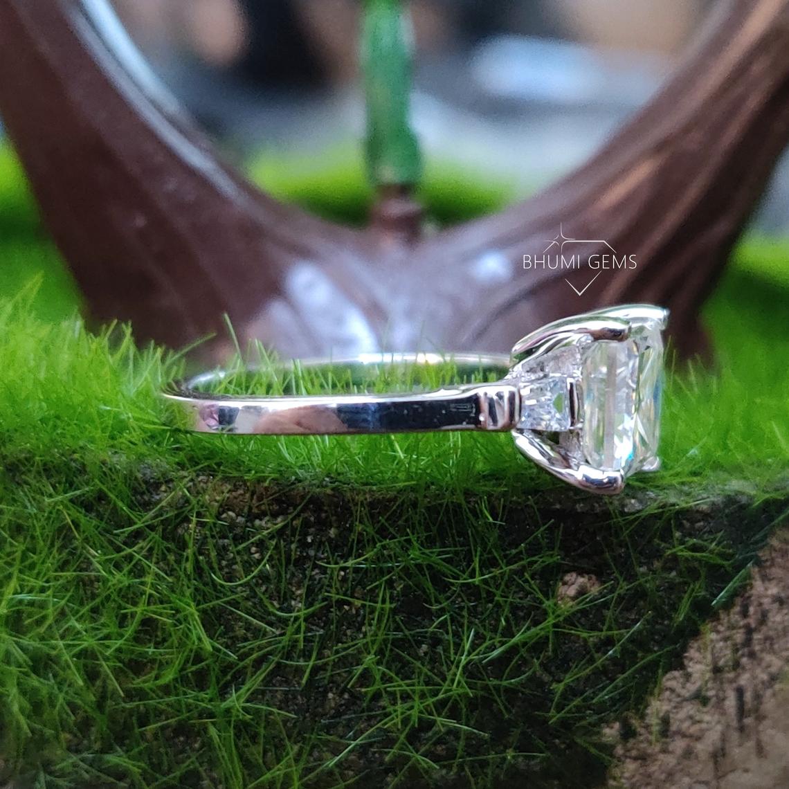 3CT Princess Cut Colorless Moissanite Engagement Ring - view 3