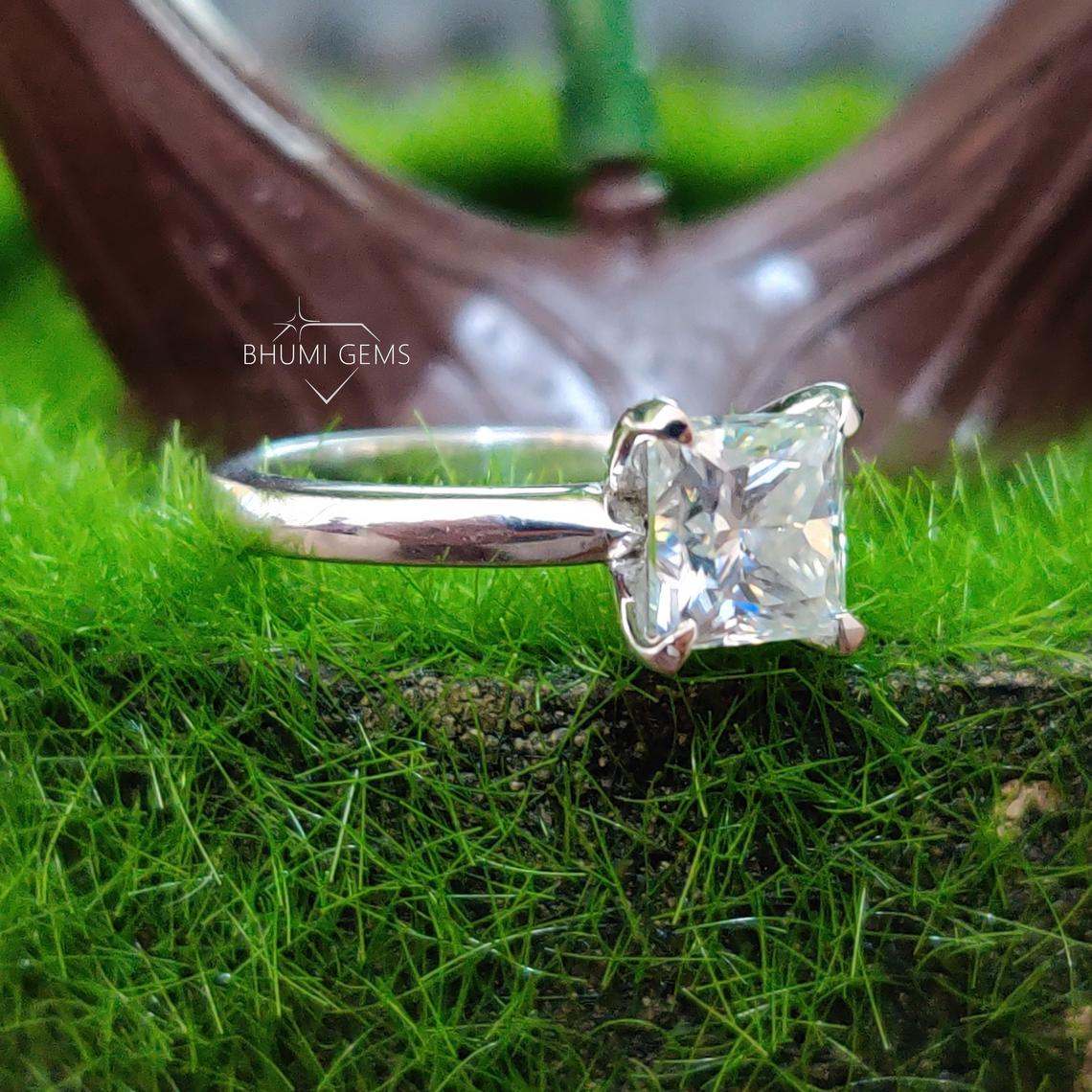 3CT Princess Cut Moissanite Engagement Ring - view 3