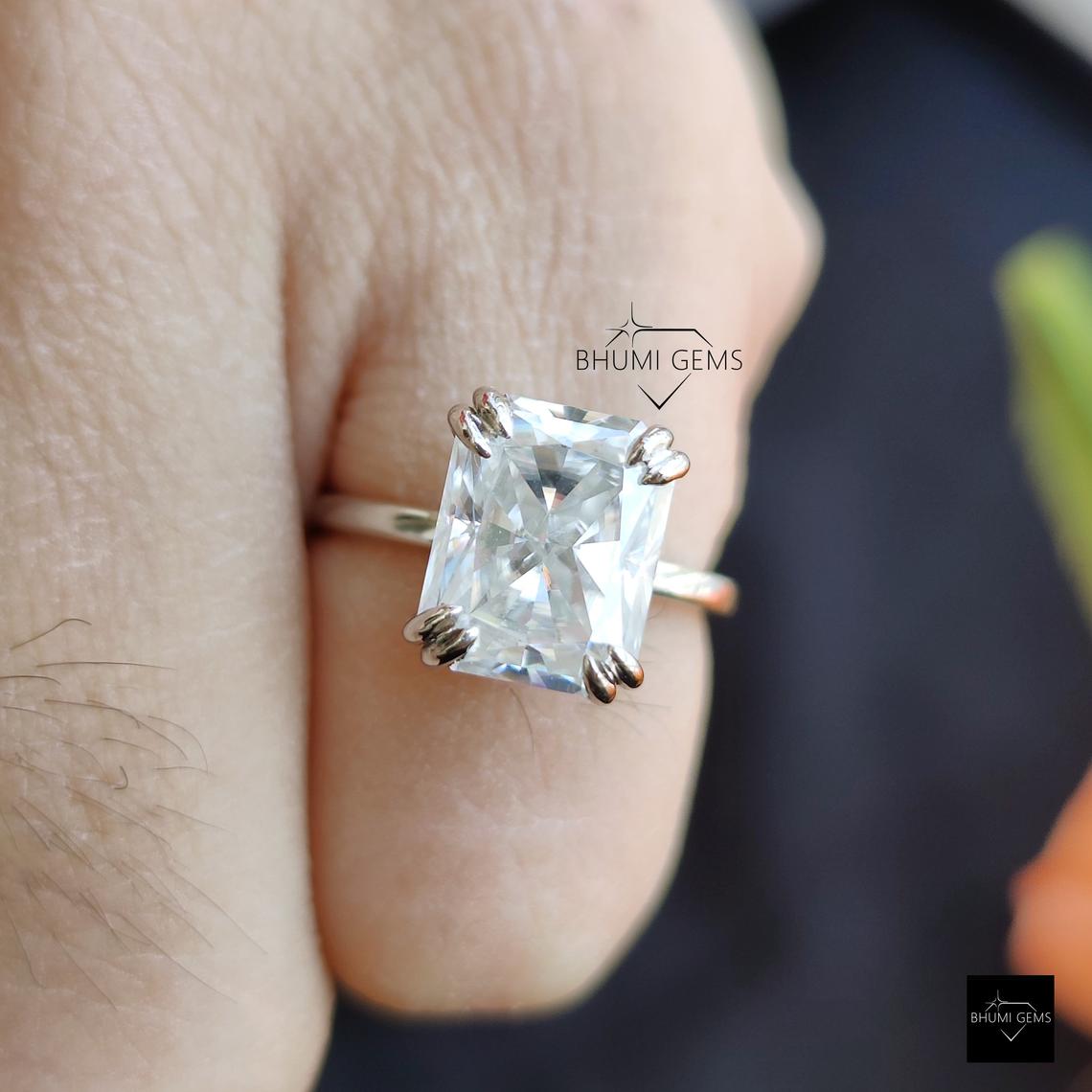 3 CT Radiant Cut Moissanite Solitaire Engagement Ring - view 5