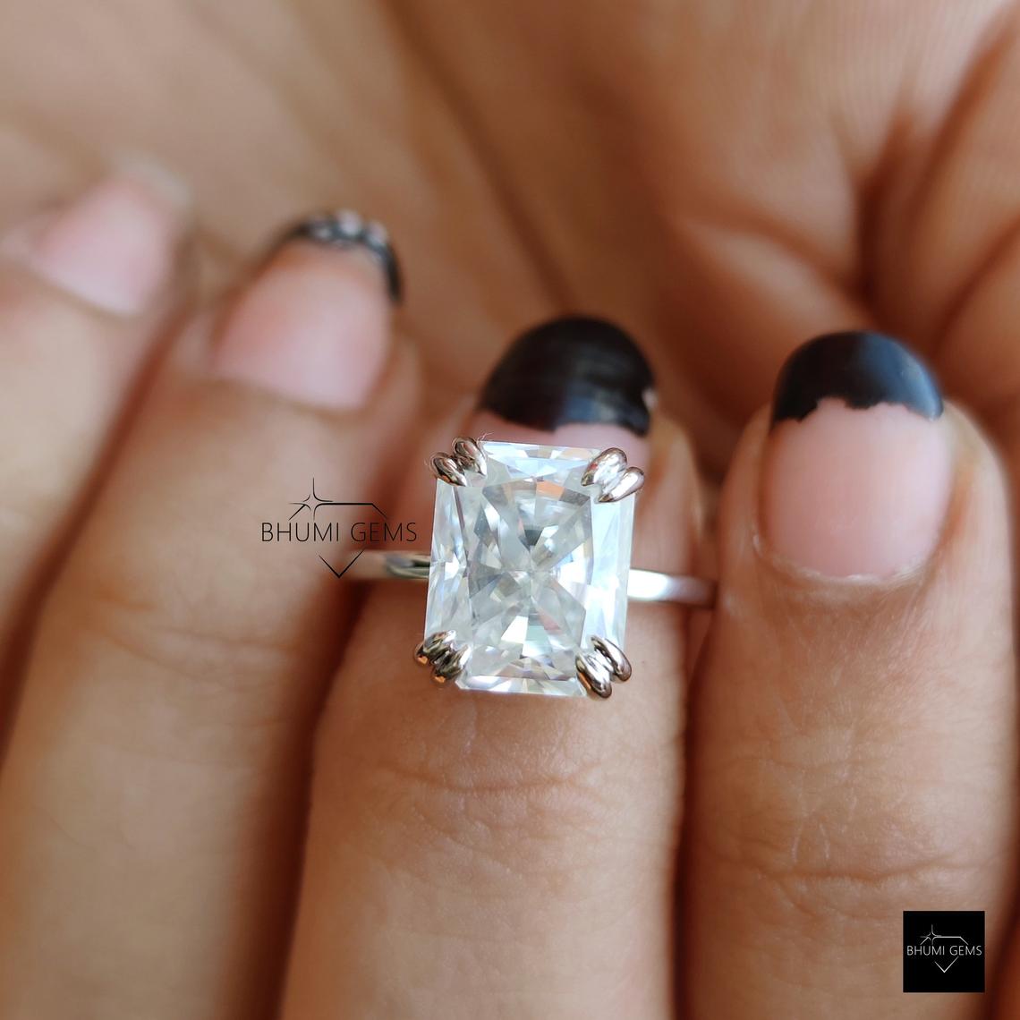 3 CT Radiant Cut Moissanite Solitaire Engagement Ring - view 2