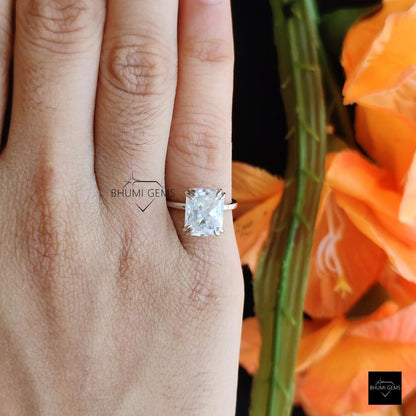 3 CT Radiant Cut Moissanite Solitaire Engagement Ring - view 3