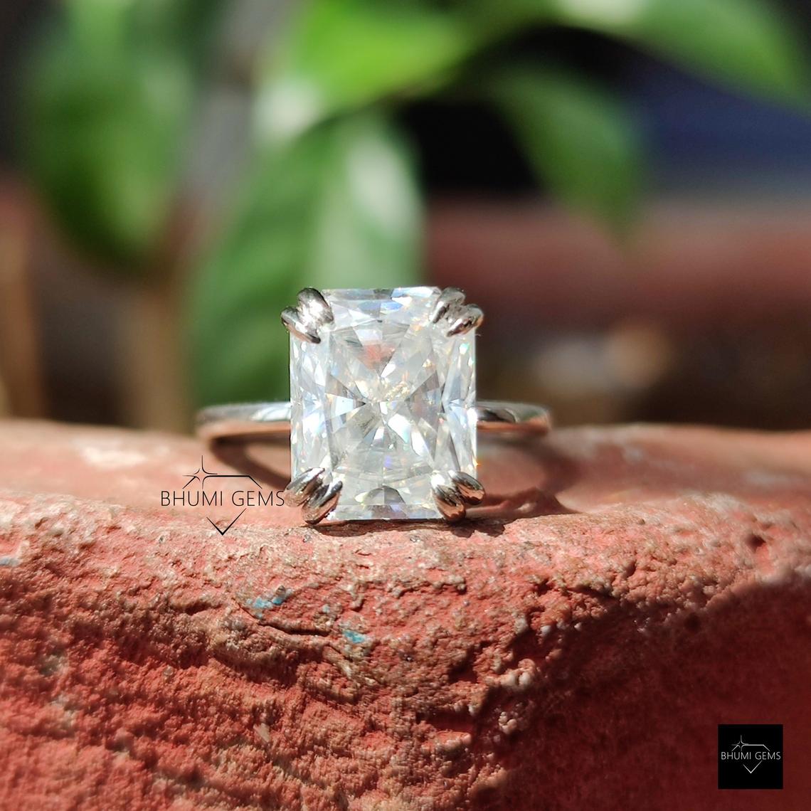3 CT Radiant Cut Moissanite Solitaire Engagement Ring - view 4