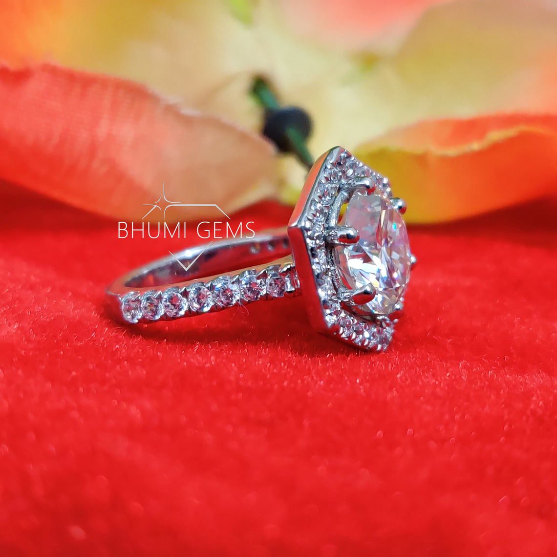 3CT Round Colorless Moissanite Engagement Ring - view 5