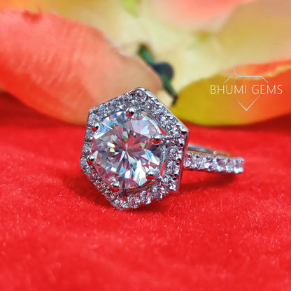 3CT round colorless moissanite engagement ring | Bhumi Gems