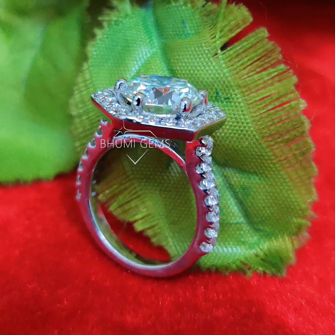 3CT Round Colorless Moissanite Engagement Ring - view 4