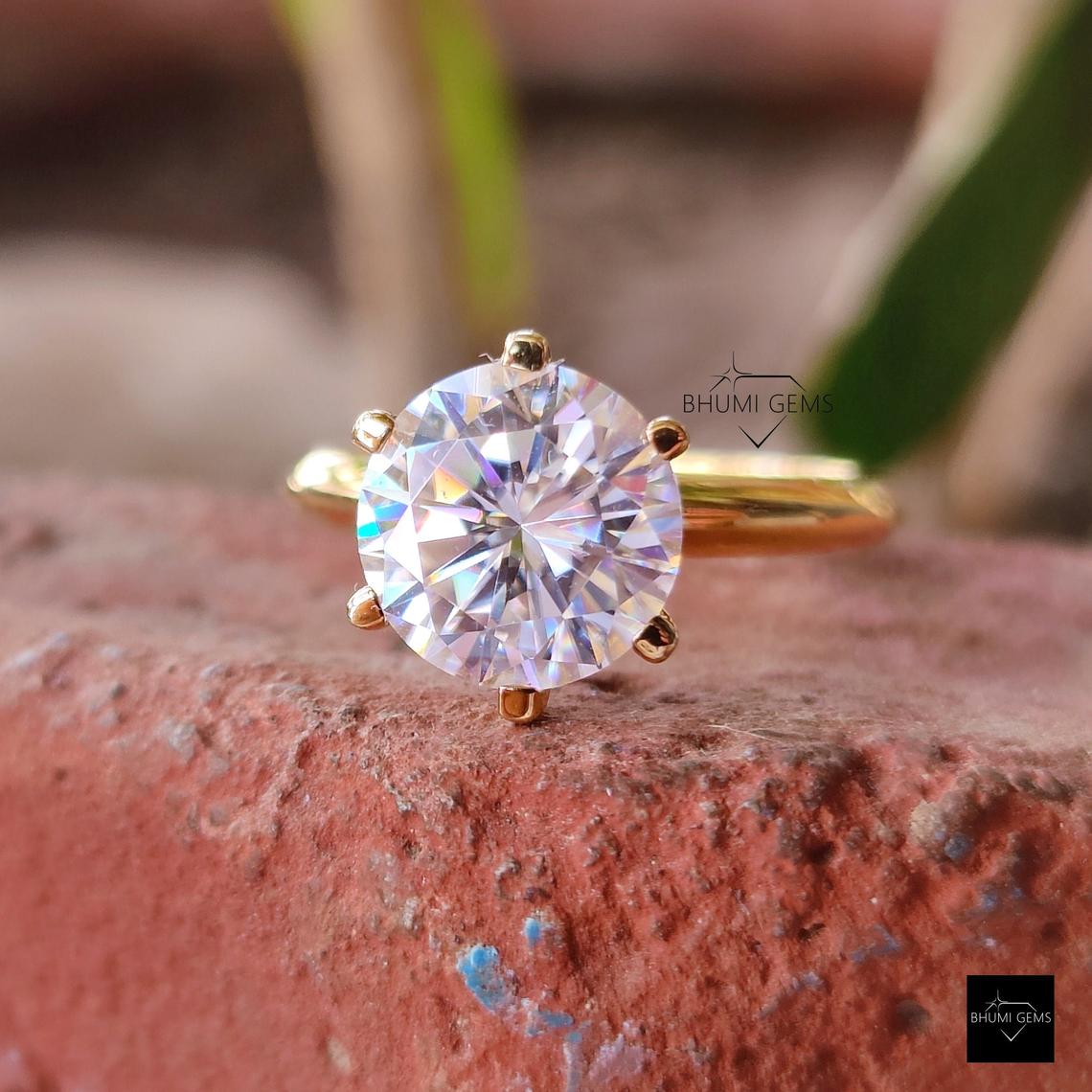3 CT Round Colorless Moissanite Solitaire Engagement Ring - view 6