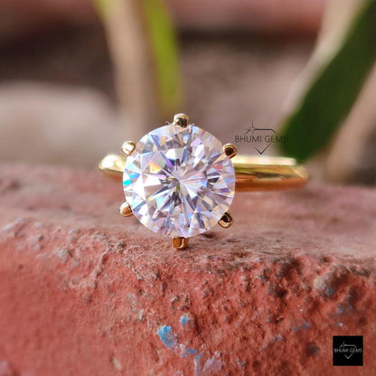 3 CT Round Colorless Moissanite Solitaire Engagement Ring - view 6