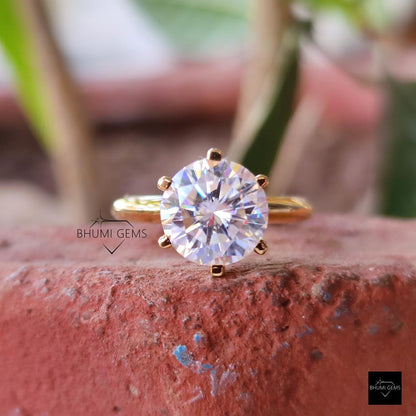 3 CT Round Colorless Moissanite Solitaire Engagement Ring - view 2