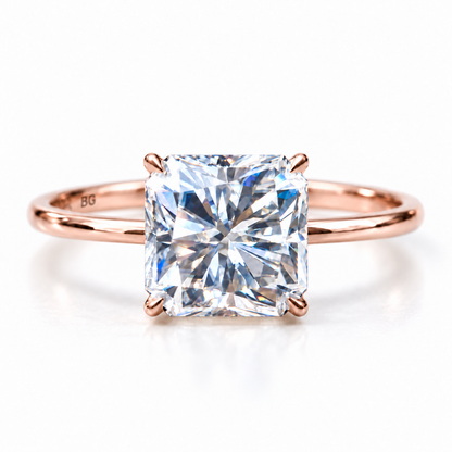 3 CT square radiant cut moissanite solitaire engagement ring in rose gold