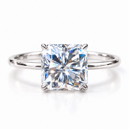 3 CT square radiant cut moissanite solitaire engagement ring in white gold
