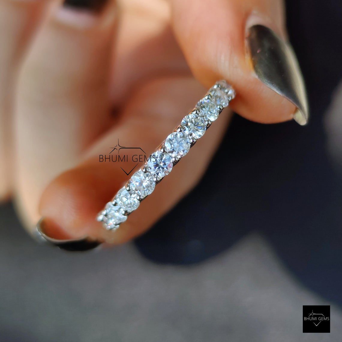 3MM Round Moissanite Diamond Band - view 5