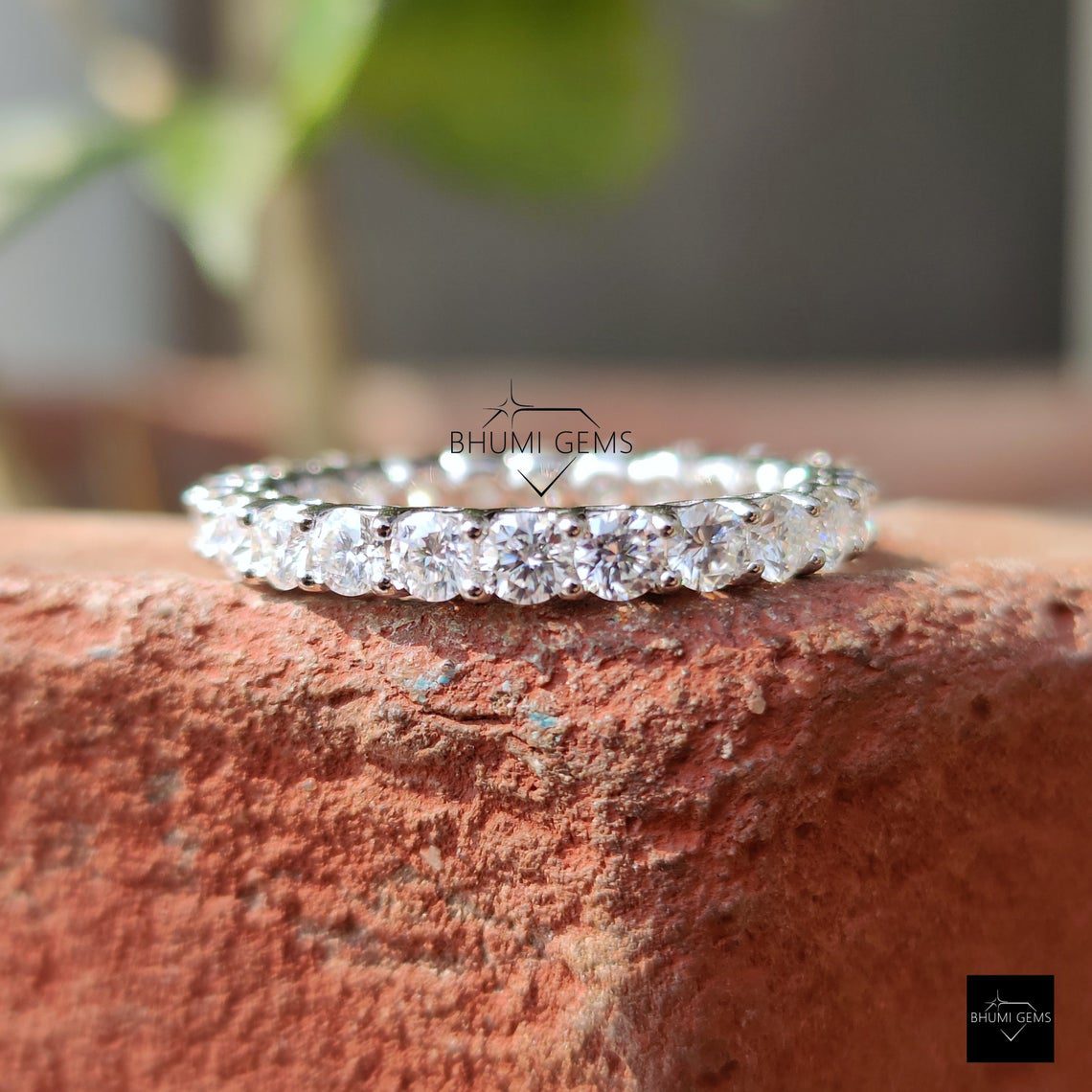 3MM Round Moissanite Diamond Band - view 3