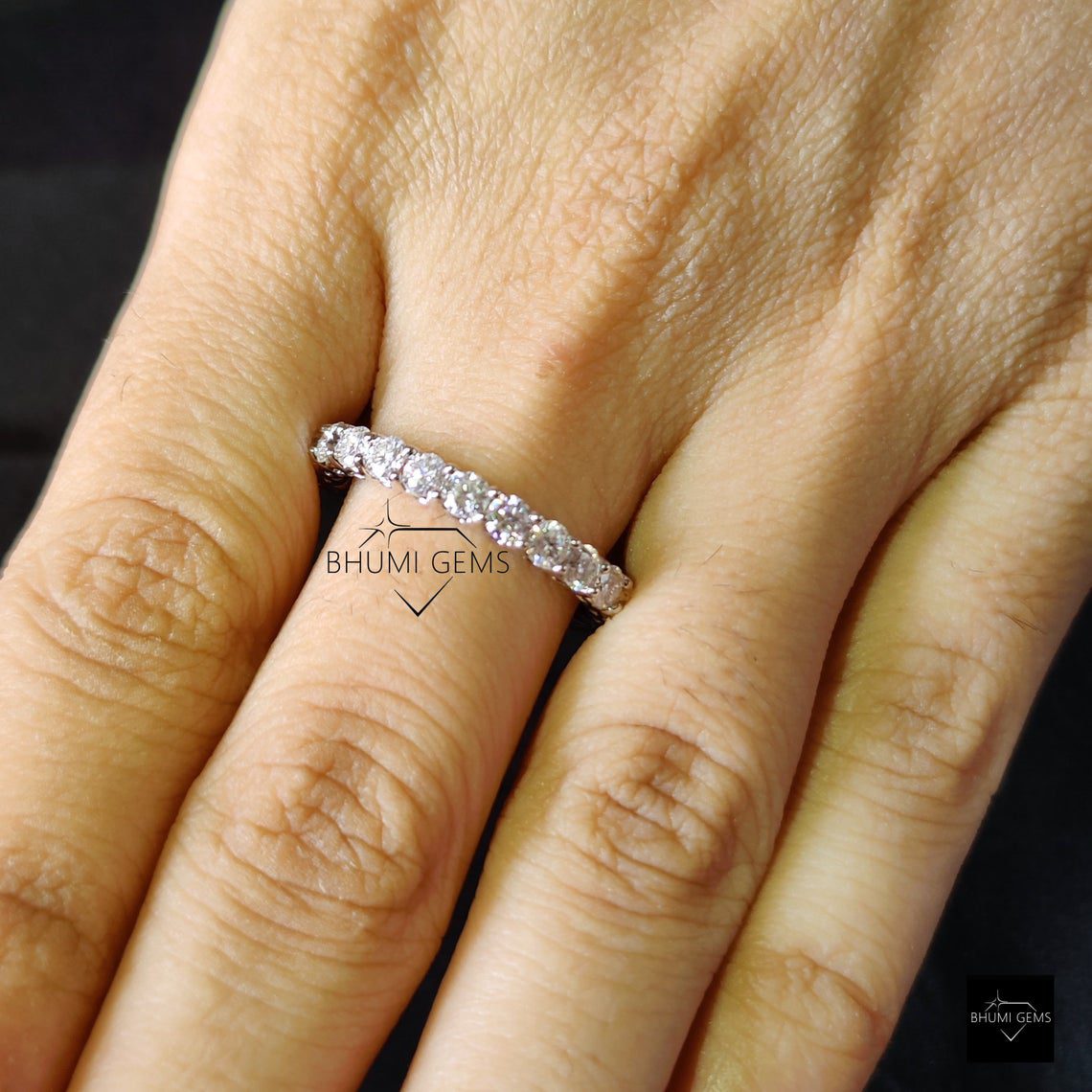 3MM Round Moissanite Diamond Band - view 6