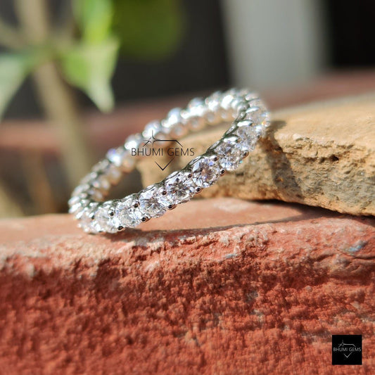 3MM Round Moissanite Diamond Band - view 2