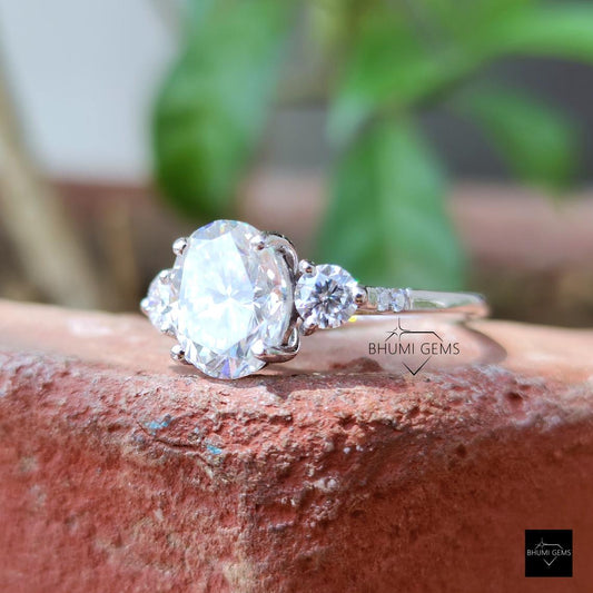 2.40 TCW Oval Colorless Moissanite Engagement Ring - view 4